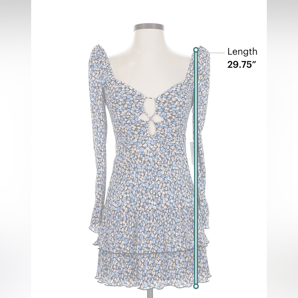 SAYLOR Temporly Blue Floral Long Sleeve Dress Size S - Picture 3 of 6